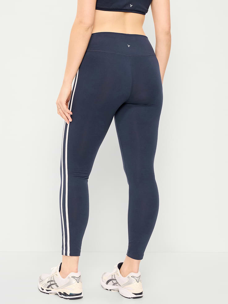 L'image numéro 6 présente Legging à rayures latérales en coton à taille haute longueur 7/8 PowerChill