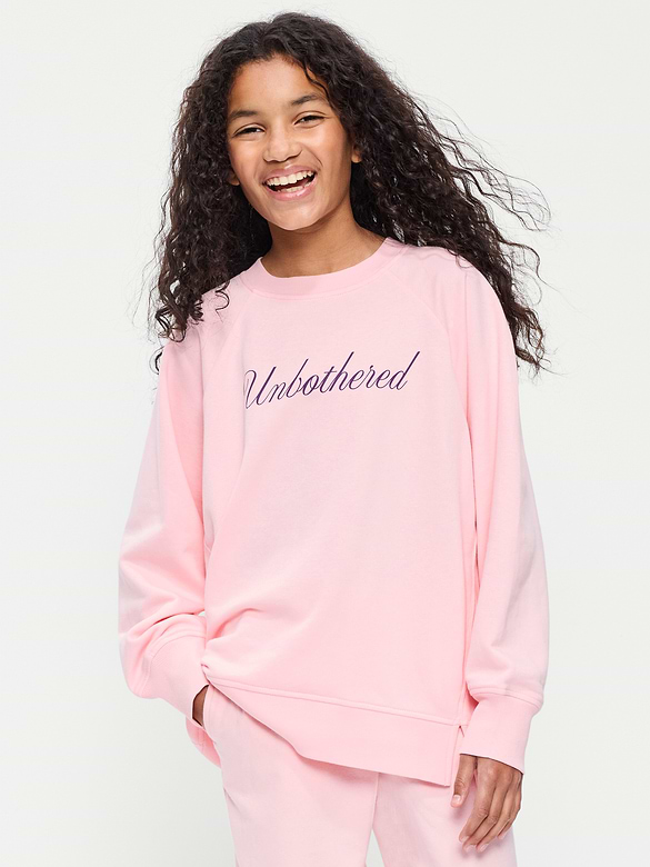 Oversized Long-Sleeve Graphic Tunic Sweatshirt for Girls