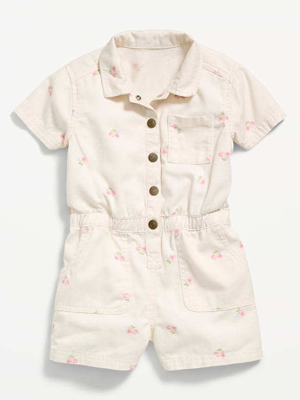 Short-Sleeve Utility Romper for Toddler Girls