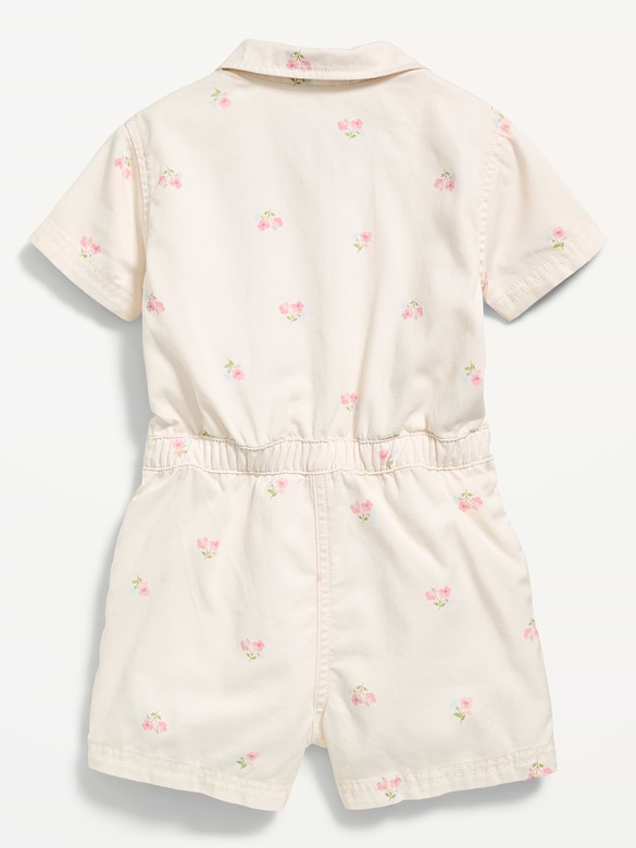 Short-Sleeve Utility Romper for Toddler Girls
