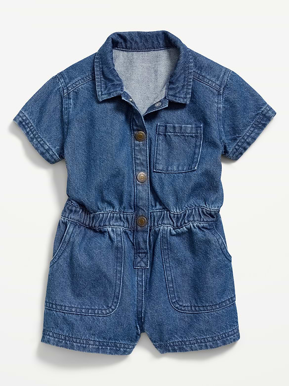 Short-Sleeve Utility Romper for Toddler Girls