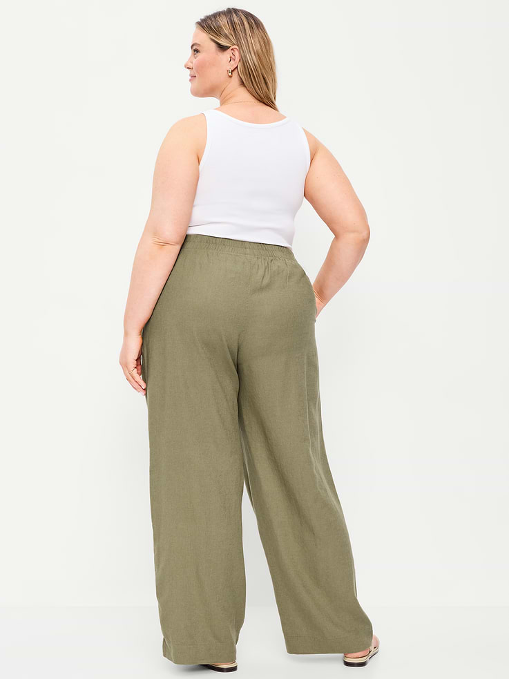Image number 9 showing, High-Waisted Linen-Blend Super Wide-Leg Pants