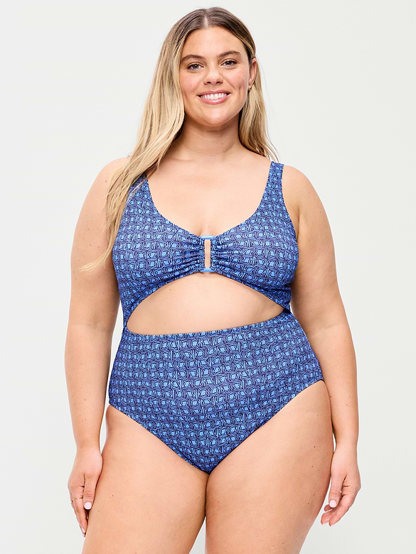 Textured One-Piece Cut-Out Swimsuit