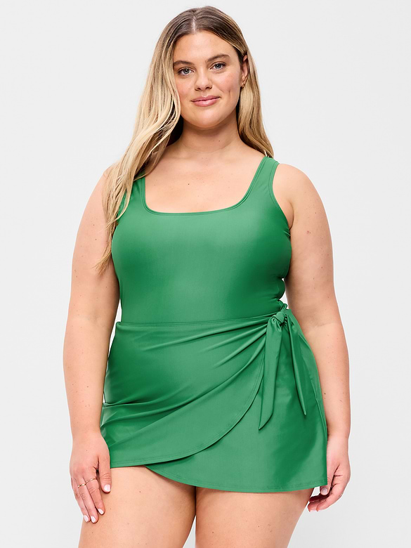Matte Side-Tie Swim Dress