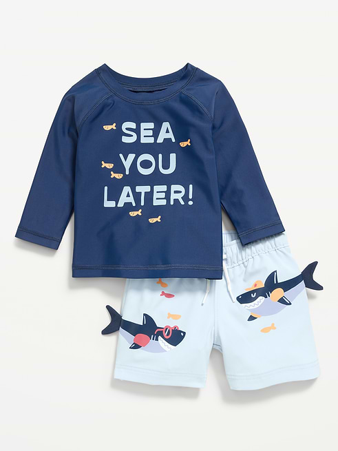 Long Long-Sleeve Rashguard Swim Top and Trunks Set for Baby on clearance at Old Navy — 60% off