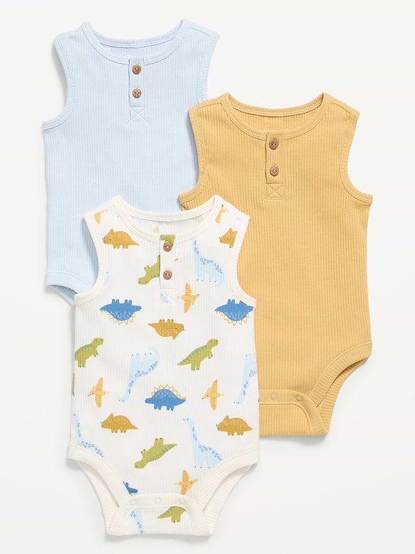 Cache-couche henley côtelé sans manches pour bébé (paquet de 3)
