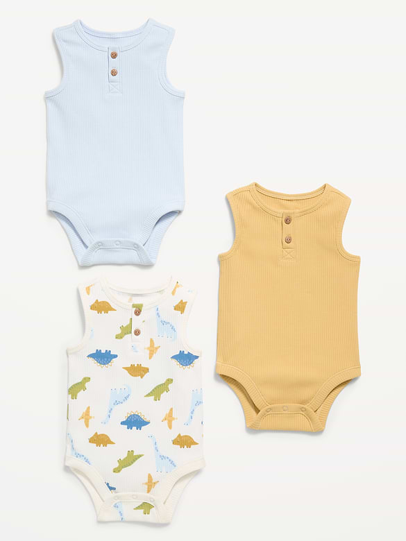 Cache-couche henley côtelé sans manches pour bébé (paquet de 3)