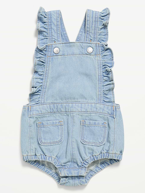 Ruffle Ruffle-Trim Jean One-Piece Romper for Baby on clearance at Old Navy — 40% off