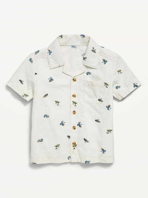 Printed Printed Short-Sleeve Crinkled Pocket Shirt for Toddler Boys under $75 clearance