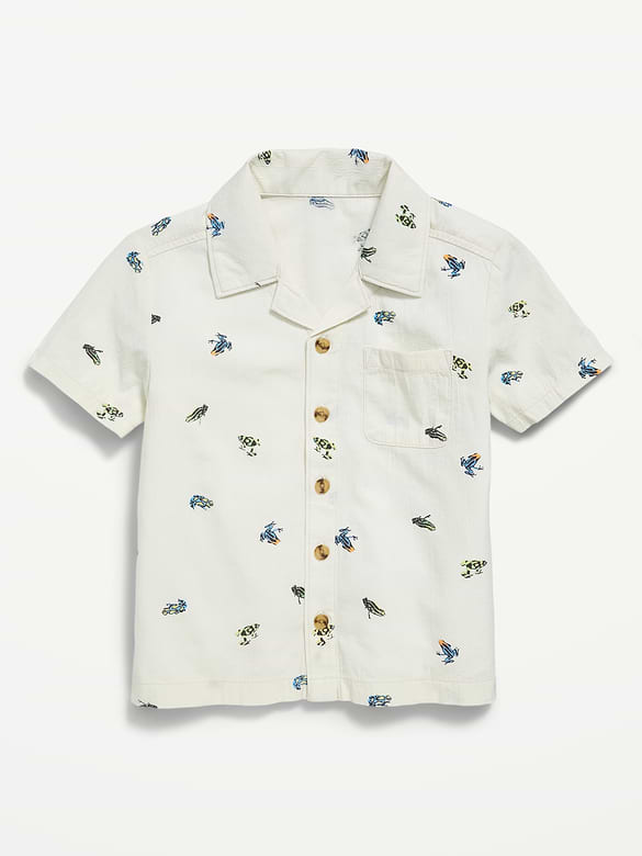Chemise en tissu froissé à motif à poche et à manches courtes pour tout-petit