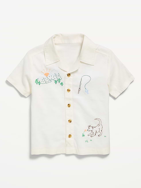 Short Short-Sleeve Embroidered Shirt for Toddler Boys on clearance at Old Navy — 63% off