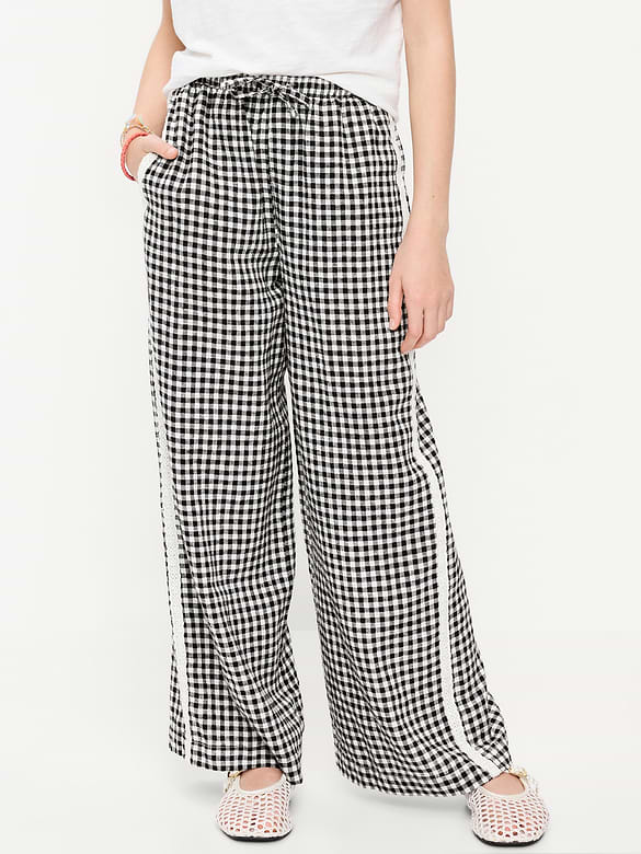 Lace-Trim Linen-Blend Pants for Girls