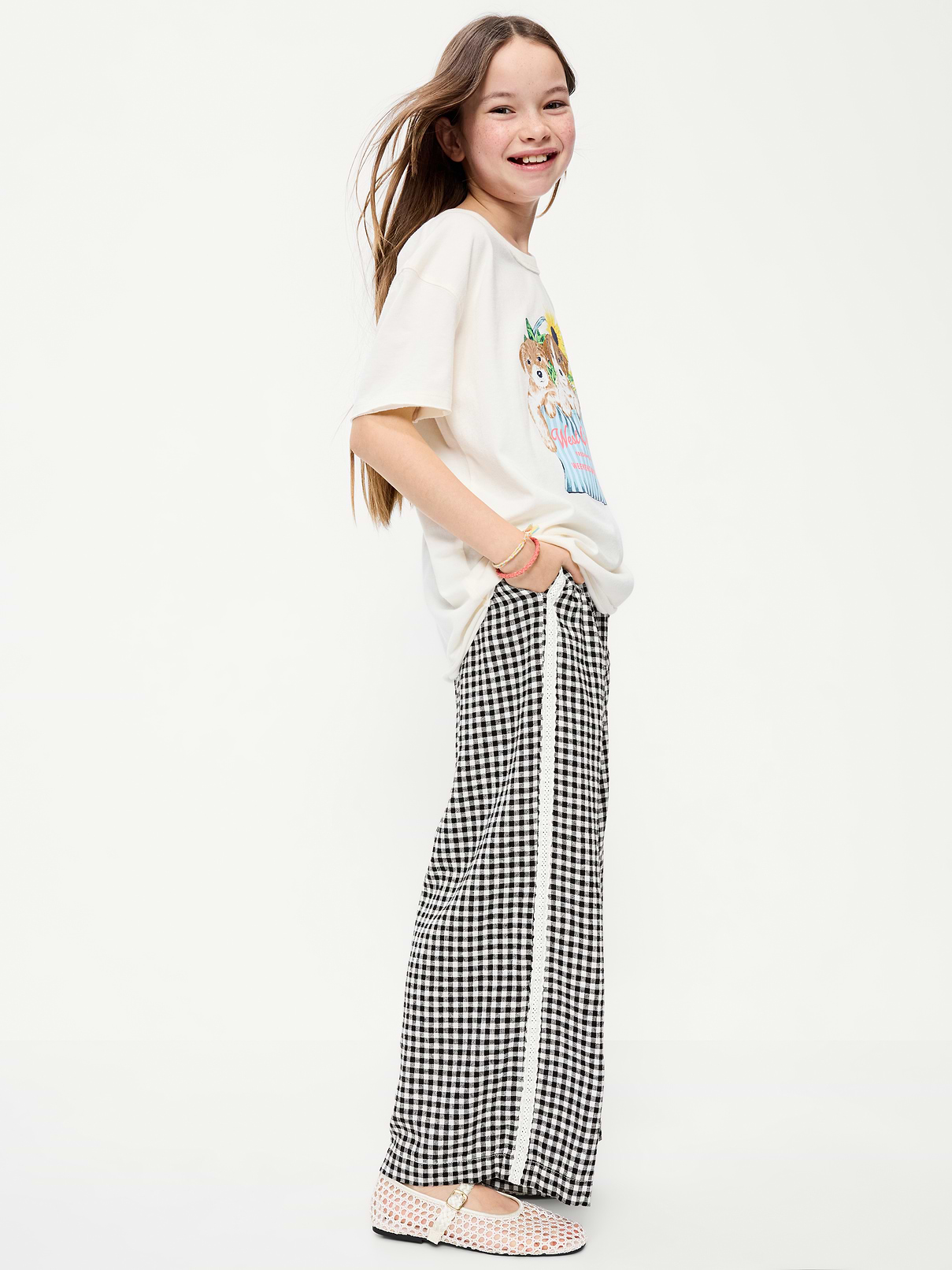 Image number 3 showing, Lace-Trim Linen-Blend Pants for Girls