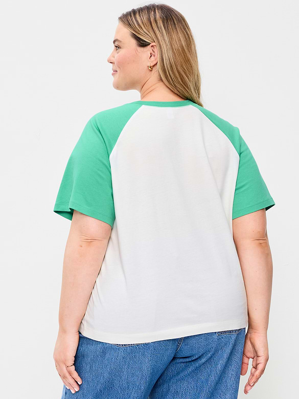 T-shirt ras du cou rétro à manches raglan