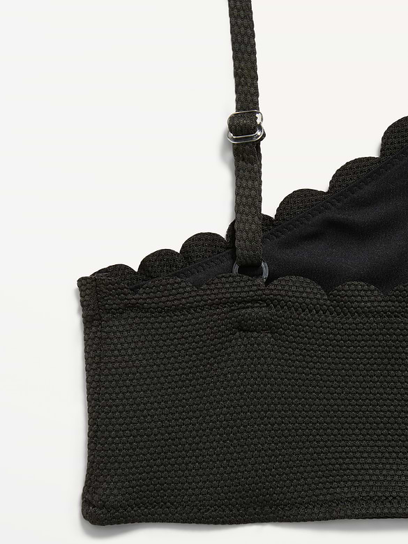 Textured Scallop-Trim Halter Swim Set for Girls