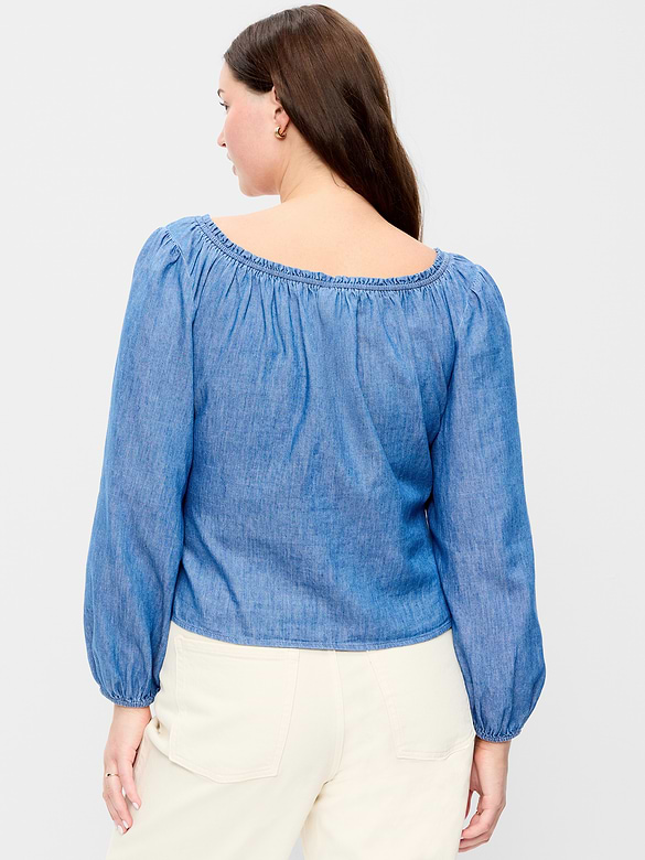 Haut boutonné en denim à manches longues