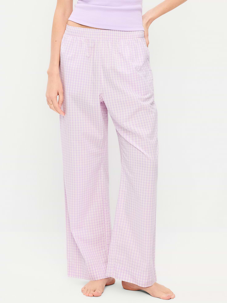 Image number 1 showing, High-Waisted Poplin Pajama Pant