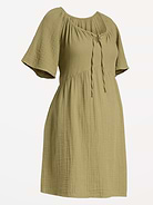 Image number 2 showing, Maternity Crinkle Gauze Flutter-Sleeve Mini Swing Dress