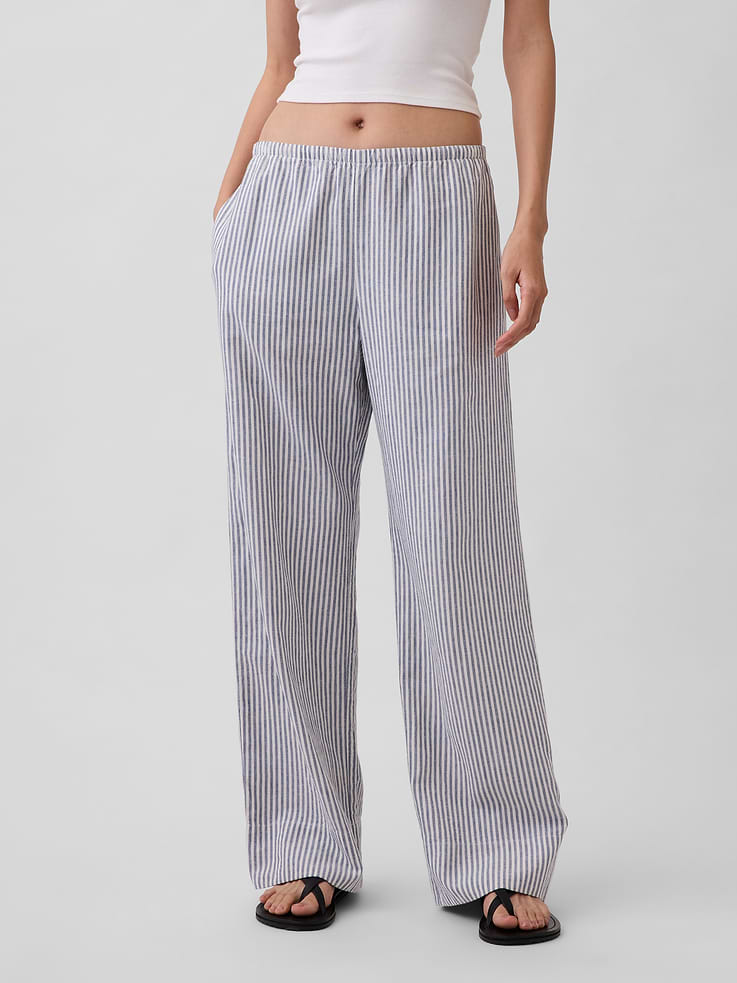 Image number 2 showing, Linen-Blend Easy Wide-Leg Pants