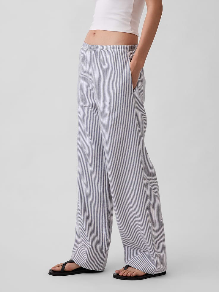 Image number 3 showing, Linen-Blend Easy Wide-Leg Pants