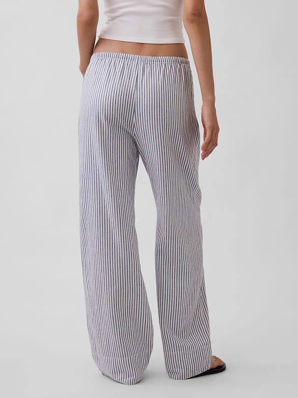 Linen-Blend Easy Wide-Leg Pants