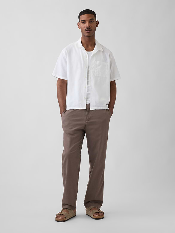 Linen-Cotton Relaxed Taper Easy Pants