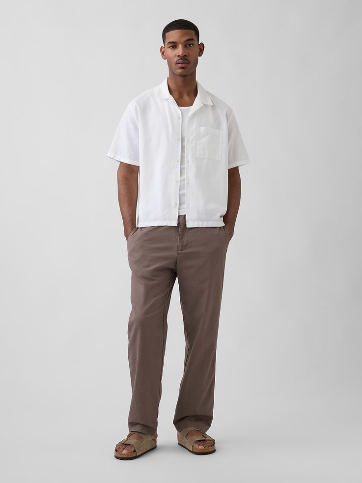 Image number 1 showing, Linen-Cotton Relaxed Taper Easy Pants