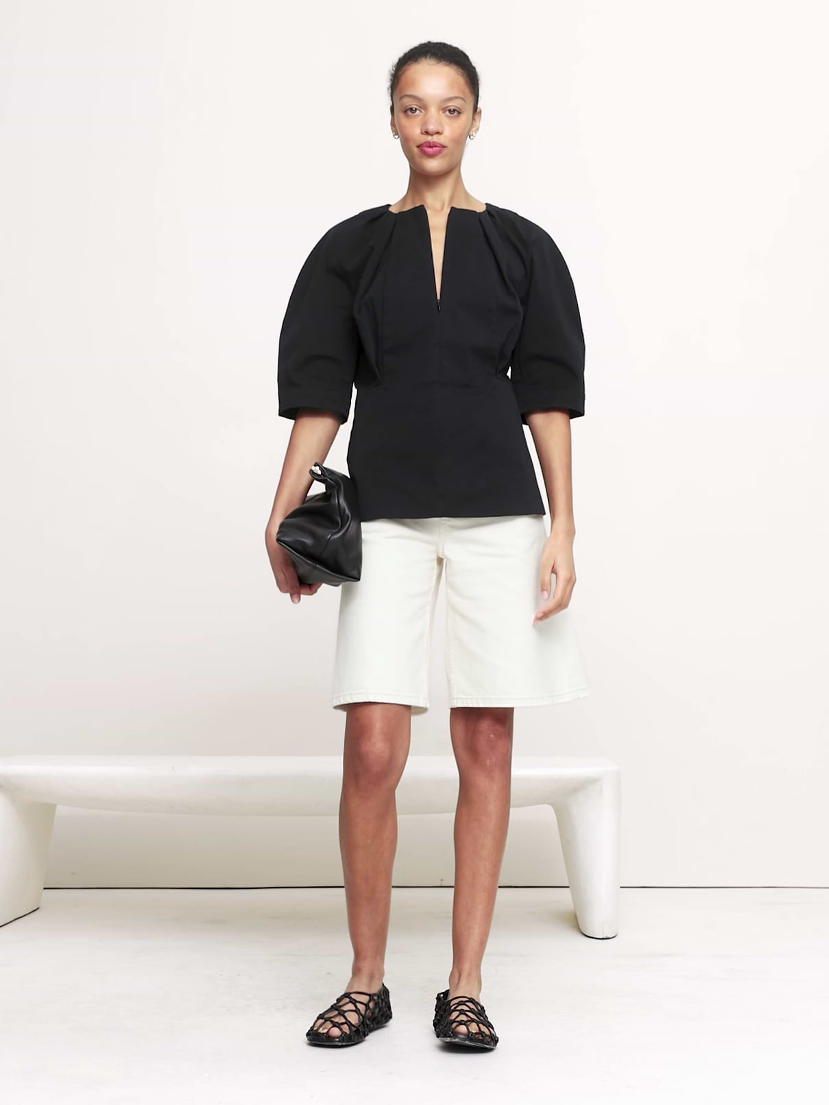 Soft Cotton Zip-Neck Top | Banana Republic