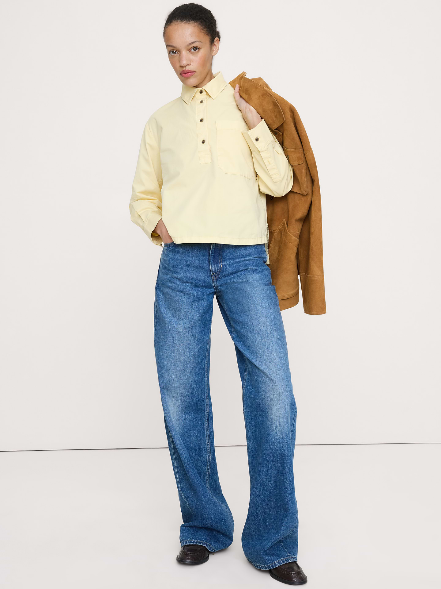 Image number 1 showing, Oversized Cotton Twill Popover Shirt
