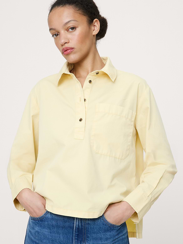 Oversized Cotton Twill Popover Shirt