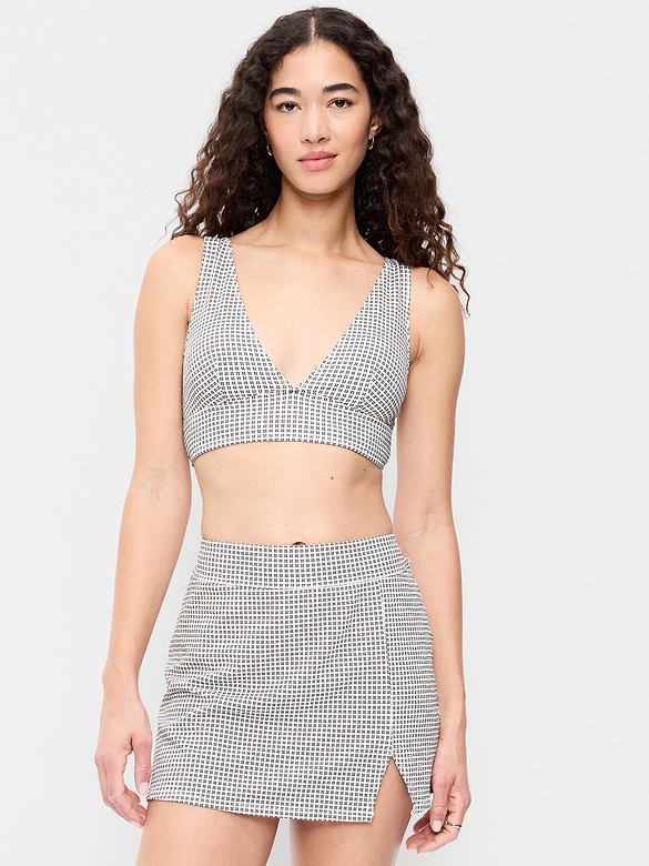 Pique Longline Bikini Swim Top