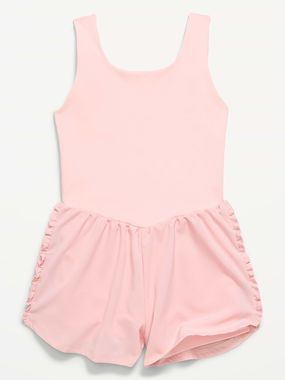 PowerChill Sleeveless Ruffle-Trim Romper for Girls