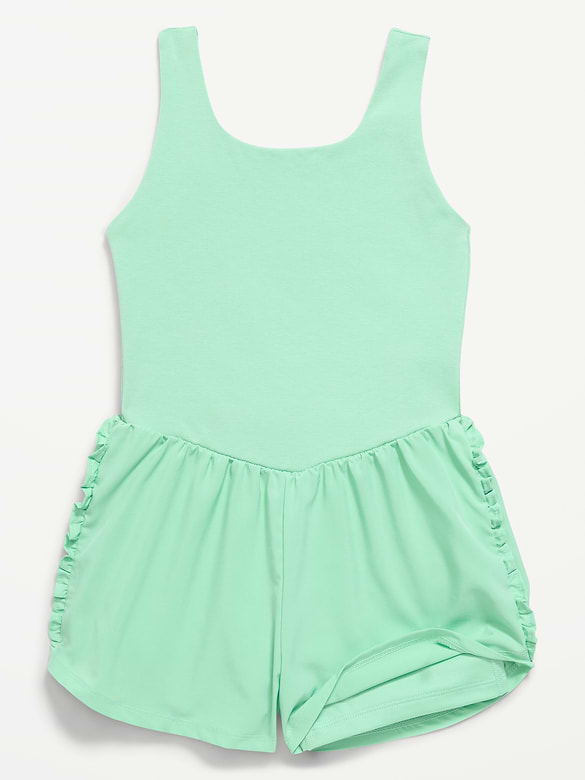 PowerChill Sleeveless Ruffle-Trim Romper for Girls