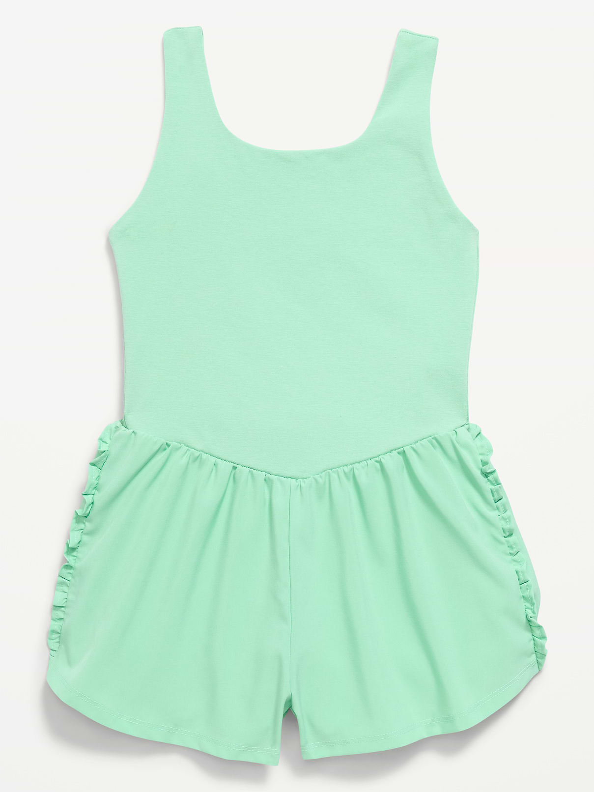 Image 4 of 5, PowerChill Sleeveless Ruffle-Trim Romper for Girls