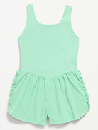 Image 4 of 5, PowerChill Sleeveless Ruffle-Trim Romper for Girls