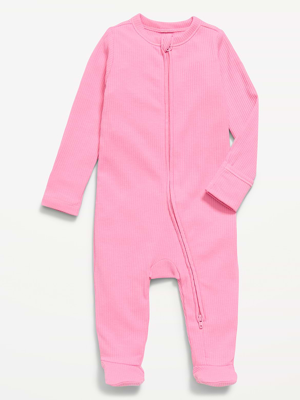 Ribbed 2-Way-Zip Sleep & Play Footed One-Piece for Baby
