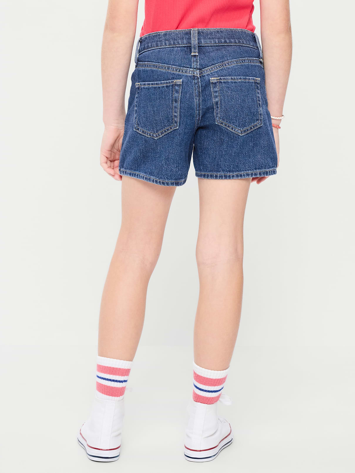 Image number 2 showing, High-Waisted Hearts Jean Midi Shorts for Girls