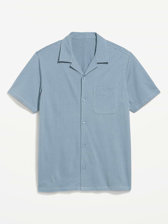 Short-Sleeve Textured Camp Shirt