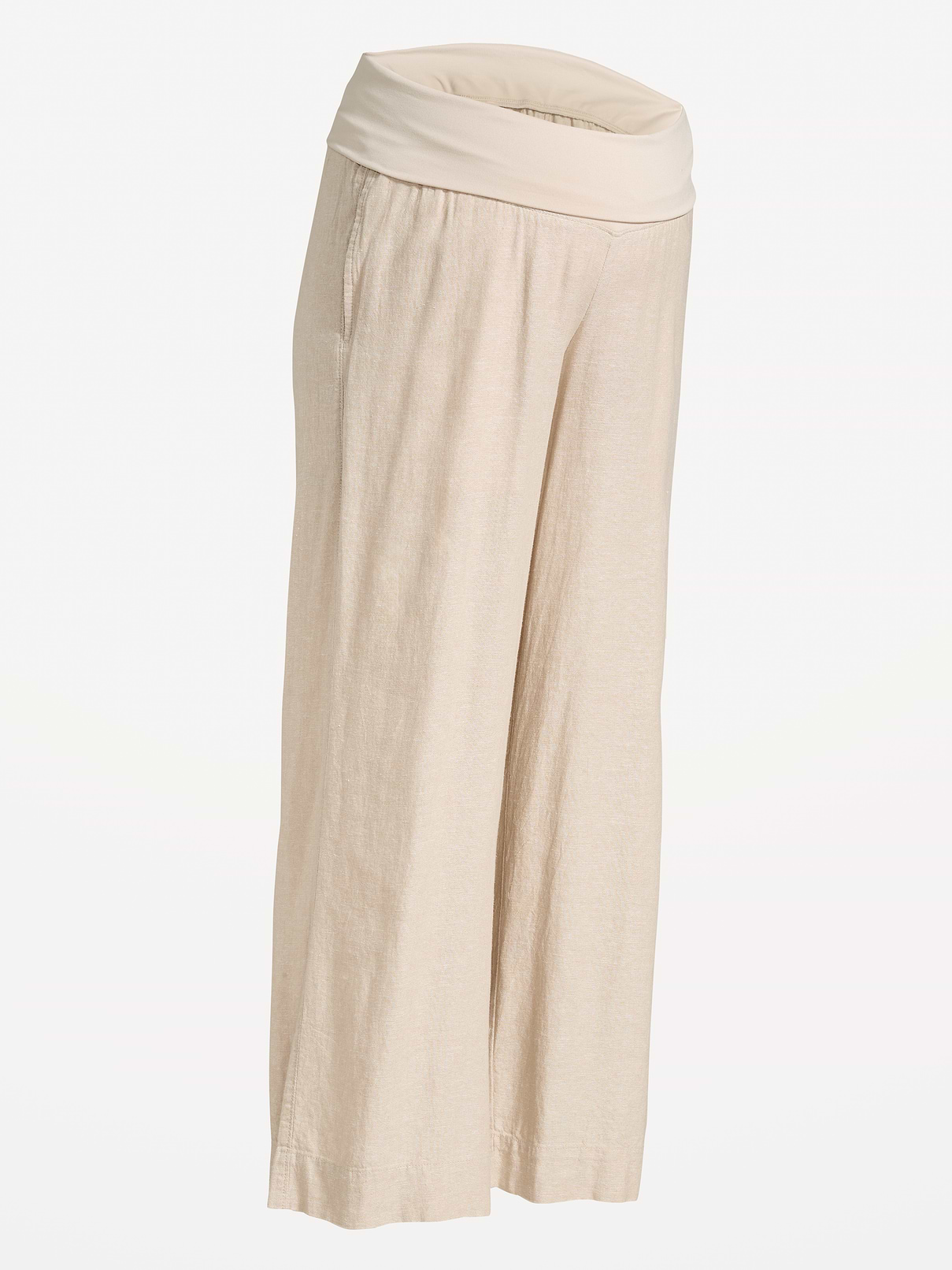 Image number 2 showing, Maternity Rollover Waist Linen-Blend Wide-Leg Pants