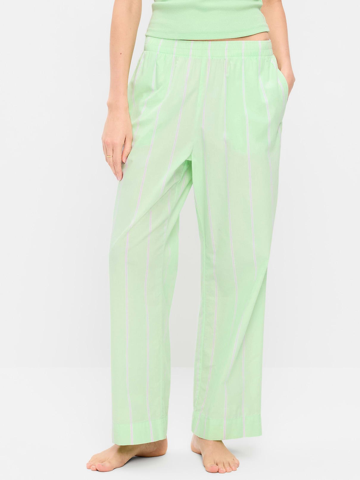 High-Waisted Poplin Pajama Pant