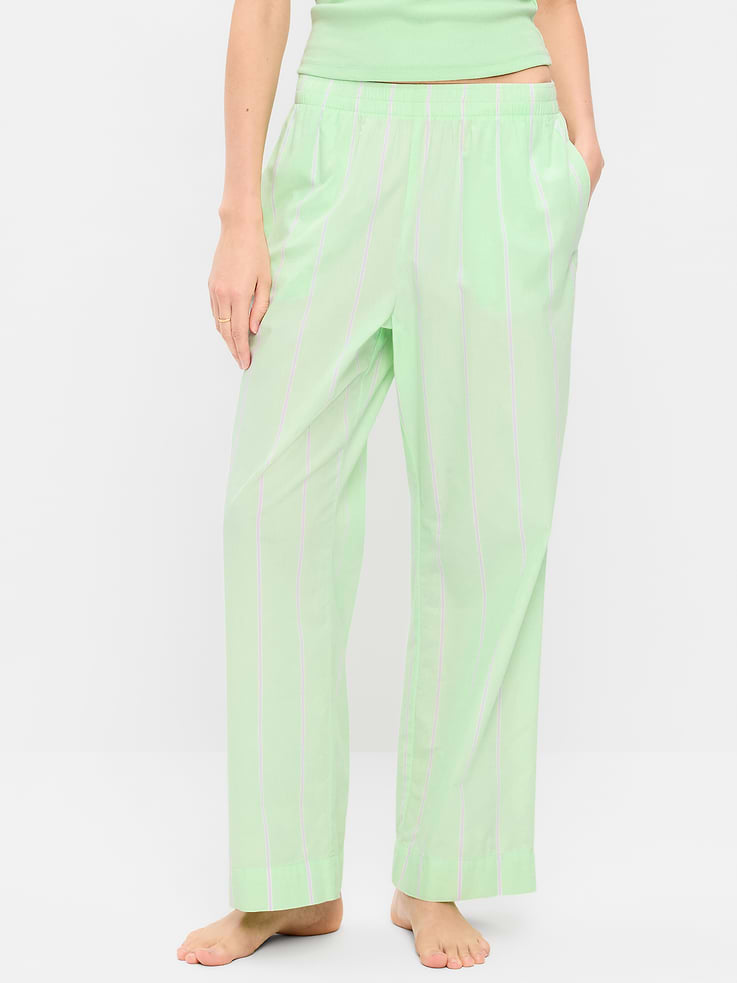 Image number 1 showing, High-Waisted Poplin Pajama Pant