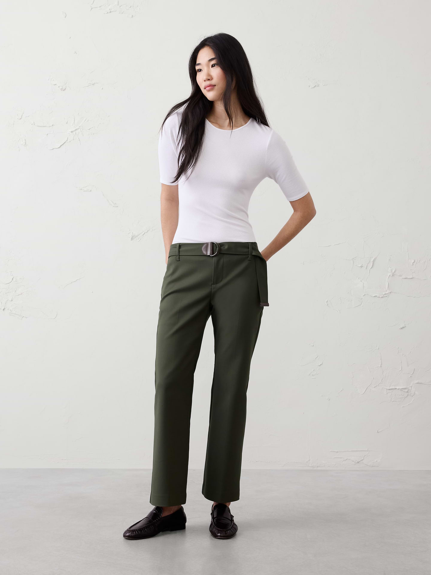 Image number 1 showing, Kick-Flare Mid-Rise Sateen Ankle Pant