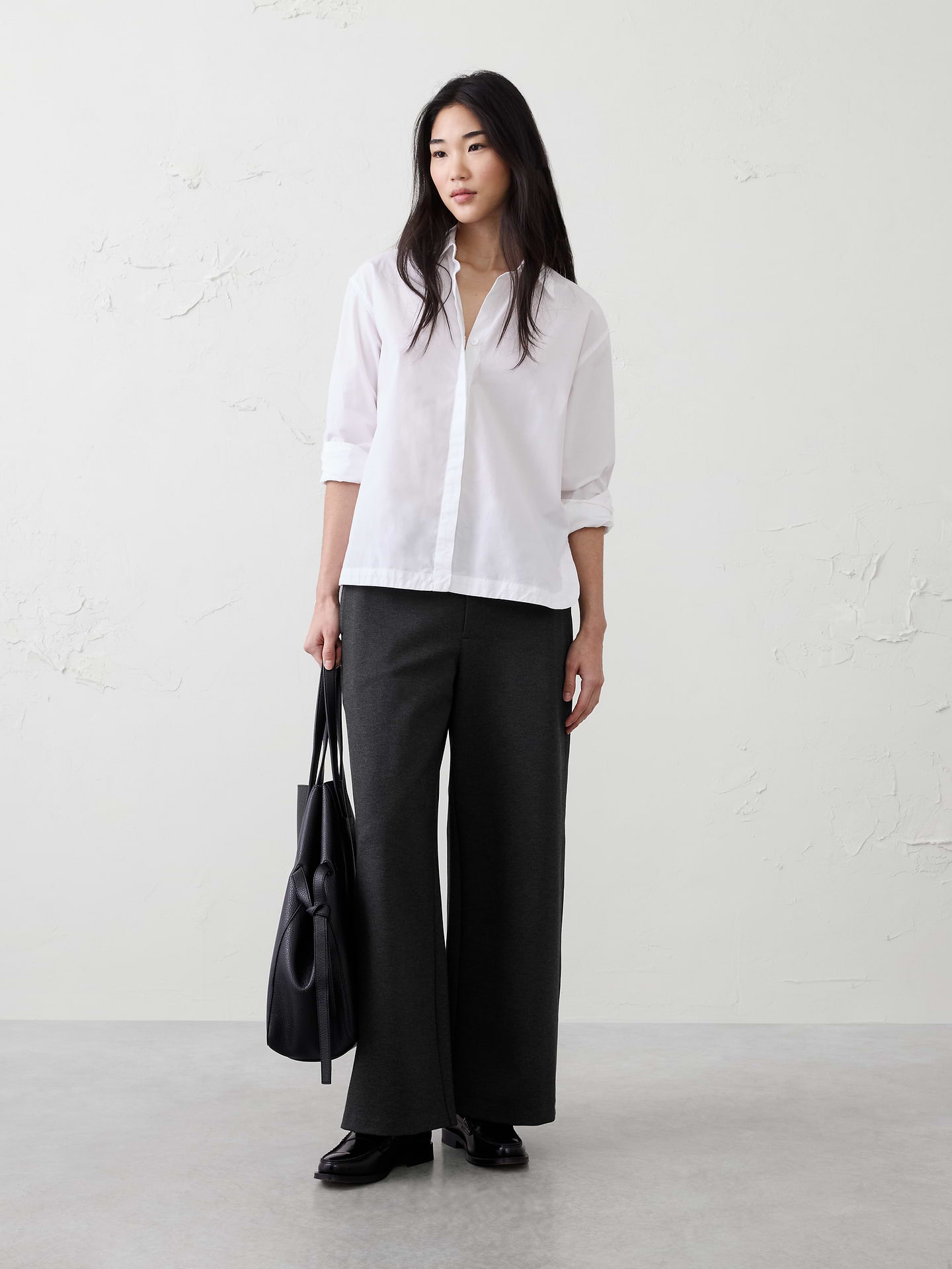Image number 1 showing, Wide-Leg High-Rise Ponte Pant