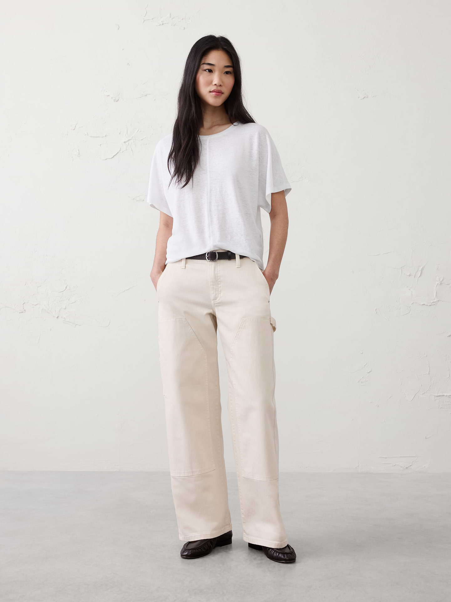 Image number 1 showing, Linen-Blend Dolman-Sleeve T-Shirt