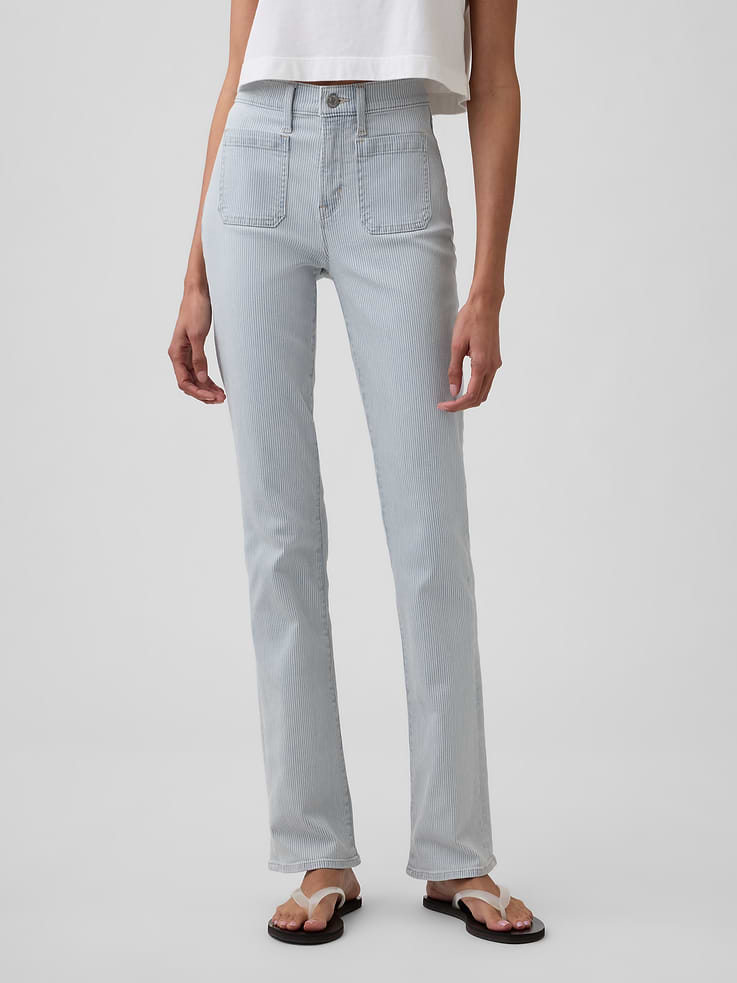 Image number 2 showing, Mid Rise Universal Stripe Baby Boot Jeans