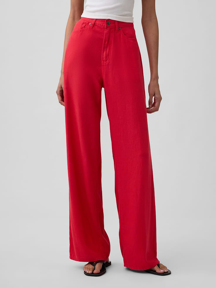 Image number 2 showing, High Rise Linen-Blend Wide-Leg Pants