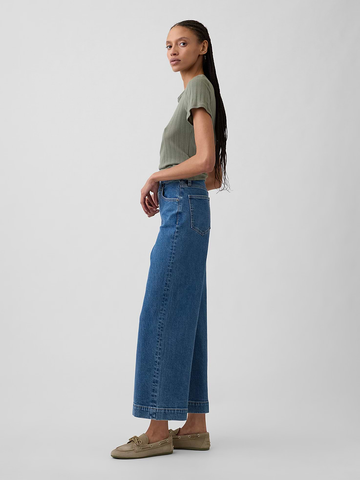 Image number 3 showing, High Rise Wide-Leg Crop Jeans