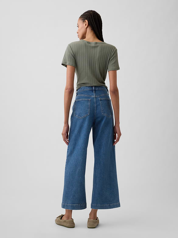 High Rise Wide-Leg Crop Jeans