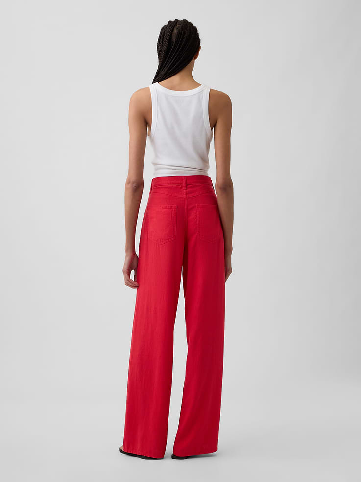 Image number 4 showing, High Rise Linen-Blend Wide-Leg Pants