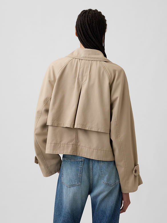 Relaxed Cropped Trench Coat
